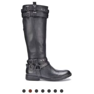 Born Gwynne Black Leather Studded Heeled zip-up Riding Boots size 7.5